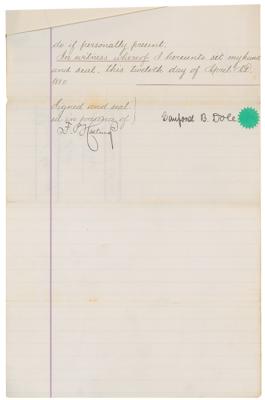 Lot #283 Sanford B. Dole Document Signed - Image 1