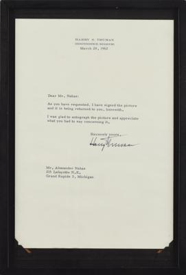 Lot #60 Harry S. Truman Signed Photograph and Typed Letter Signed - Image 2
