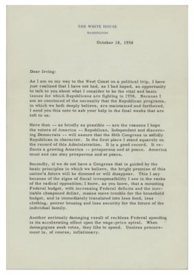 Lot #65 Dwight D. Eisenhower Typed Letter Signed as President on His Administration Accomplishments - Image 1