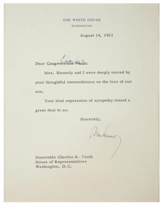 Lot #67 John F. Kennedy Typed Letter Signed as President on the Loss of His Infant Son, Patrick - Image 2