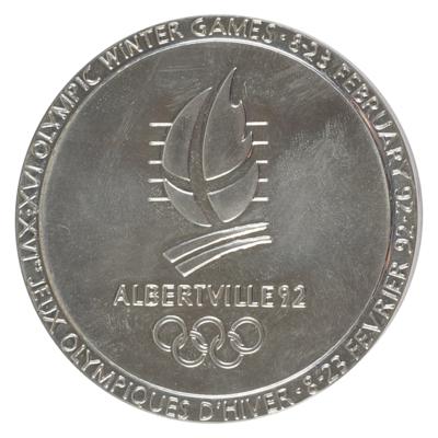 Lot #6138 Albertville 1992 Winter Chrome-Plated Steel Olympics Participation Medal - Image 2
