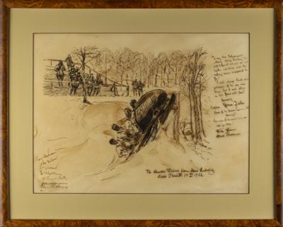 Lot #6028 Lake Placid 1932 Winter Olympics: Max Ludwig Original Sketch Signed