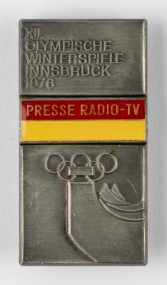 Lot #6091 Innsbruck 1976 Winter Olympics Media Badge - Image 1