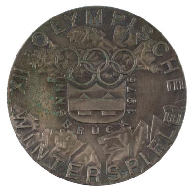 Lot #6090 Innsbruck 1976 Winter Olympics Silvered Bronze Participation Medal - Image 1