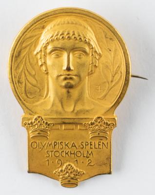 Lot #6013 Stockholm 1912 Olympics Gilt Silver Badge