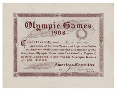 Lot #6010 London 1908 Olympics Team USA Diploma Signed by James Edward Sullivan