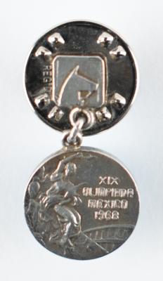 Lot #6081 Mexico City 1968 Summer Olympics Silver Medal Equestrian Winner's Pin - Image 2
