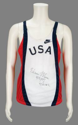 Lot #6098 Edwin Moses Signed Team USA Singlet