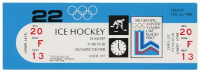 Lot #6104 Lake Placid 1980 Winter Olympics 'Miracle on Ice' Ticket