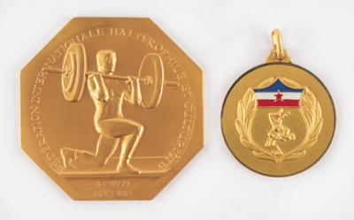 Lot #6066 Leonid Zhabotinsky's Bronze Winner's Medal and Plaque from the Stockholm 1963 World Weightlifting Championships - Image 6