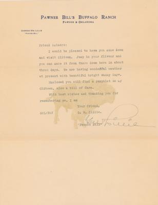 Lot #292 Gordon W. 'Pawnee Bill' Lillie Typed Letter Signed - Image 1