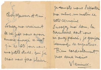 Lot #502 Maurice de Vlaminck Autograph Letter Signed