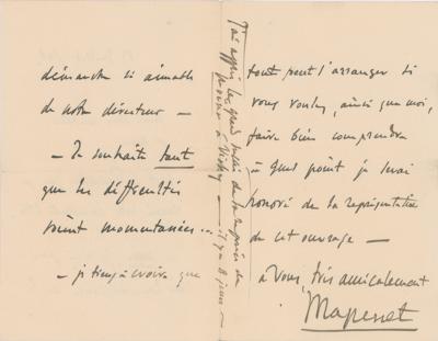 Lot #634 Jules Massenet Autograph Letter Signed - Image 2