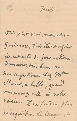 Lot #476 Edgar Degas Autograph Letter Signed - Image 2