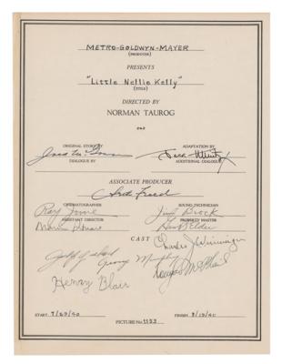 Lot #762 Judy Garland Signed Cast Sheet for Little Nellie Kelly
