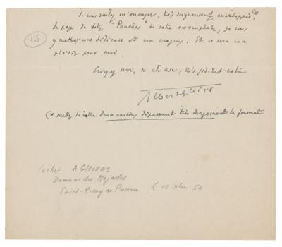 Lot #493 Albert Gleizes Partial Autograph Letter Signed