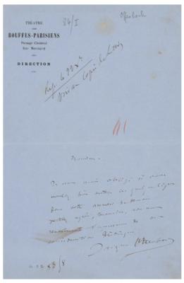 Lot #635 Jacques Offenbach Autograph Letter Signed
