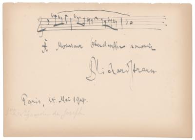 Lot #592 Richard Strauss Autograph Musical Quotation Signed - Image 1