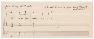Lot #633 Ernst Krenek Autograph Musical Quotation Signed - Image 1
