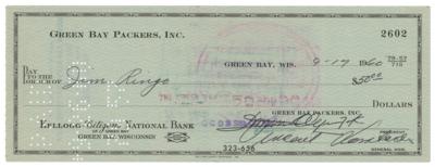 Lot #877 Vince Lombardi Signed Check