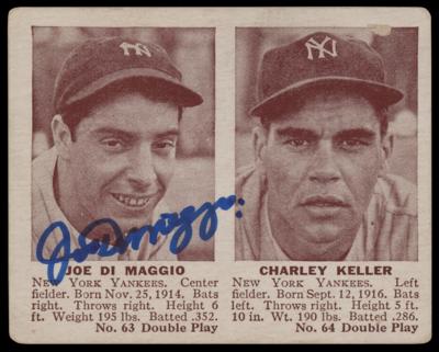 Lot #941 Joe DiMaggio Signed 1941 Double Play Baseball Card