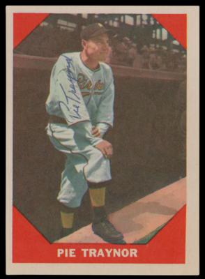 Lot #999 Pie Traynor Signed 1960 Fleer #77 Baseball Card