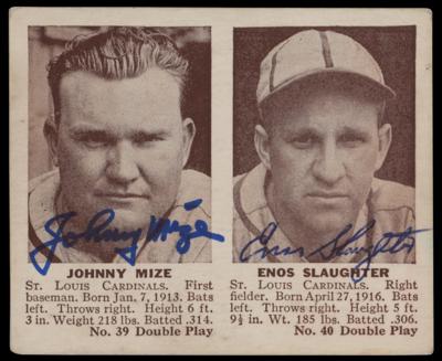 Lot #969 Johnny Mize and Enos Slaughter Signed