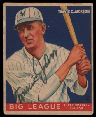 Lot #955 Travis Jackson Signed 1933 Goudey #102 Baseball Card