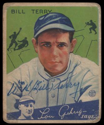 Lot #998 Bill Terry Signed 1934 Goudey #21