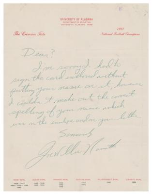 Lot #971 Joe Namath Autograph Letter Signed