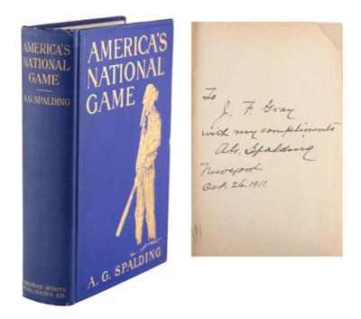 Lot #889 Albert G. Spalding and Abner Doubleday Signed First Edition of America's National Game - Image 1