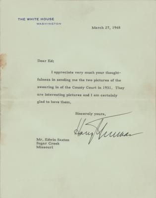 Lot #157 Harry S. Truman Typed Letter Signed as President - Image 1