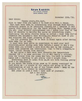 Lot #814 Stan Laurel Typed Letter Signed