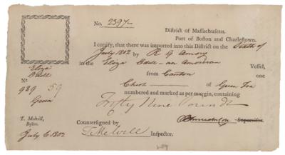 Lot #384 Benjamin Lincoln and Thomas Melvill Document Signed - Image 1