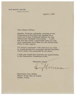 Lot #156 Harry S. Truman Typed Letter Signed as President