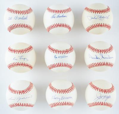 Lot #916 Baseball Hall of Famers (9) Signed Baseballs