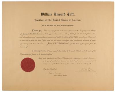 Lot #151 William H. Taft Document Signed as President - Image 1