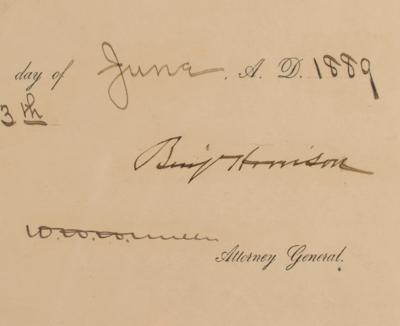 Lot #95 Benjamin Harrison Document Signed as President - Image 2