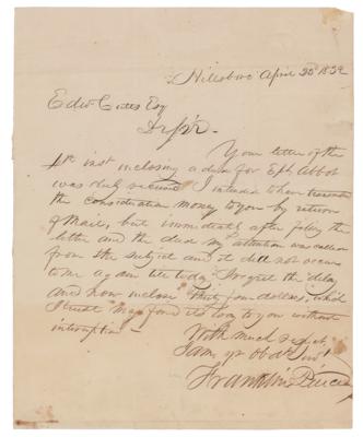 Lot #136 Franklin Pierce Autograph Letter Signed