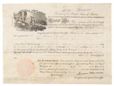 Lot #122 James Monroe Document Signed as President