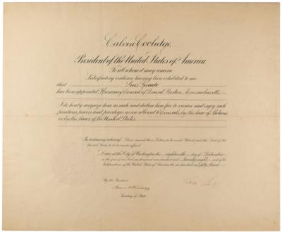 Lot #83 Calvin Coolidge Document Signed as