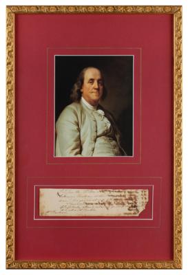Lot #171 Benjamin Franklin Partial Third-Person Autograph Letter Signed
