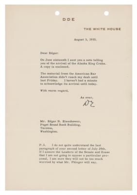Lot #89 Dwight D. Eisenhower Typed Letter Signed