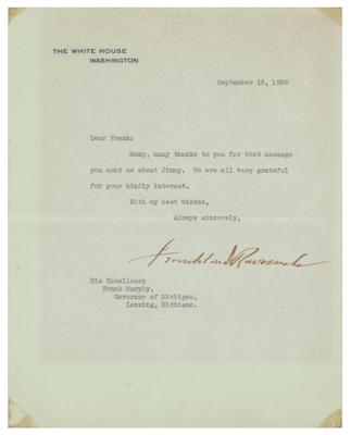 Lot #42 Franklin D. Roosevelt Typed Letter Signed