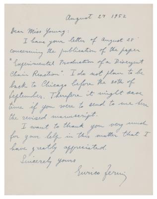 Lot #192 Enrico Fermi Autograph Letter Signed