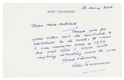 Lot #799 Alec Guinness Autograph Letter Signed