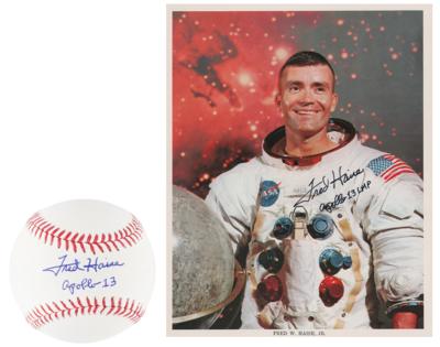 Lot #438 Fred Haise Signed Baseball and Signed Photograph - Image 1