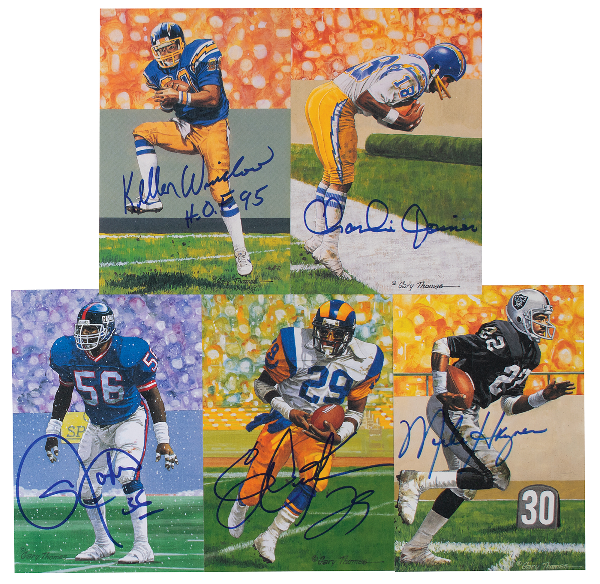Lot #946 Football Hall of Fame Lot of (18) Signed Goal Line Art Cards