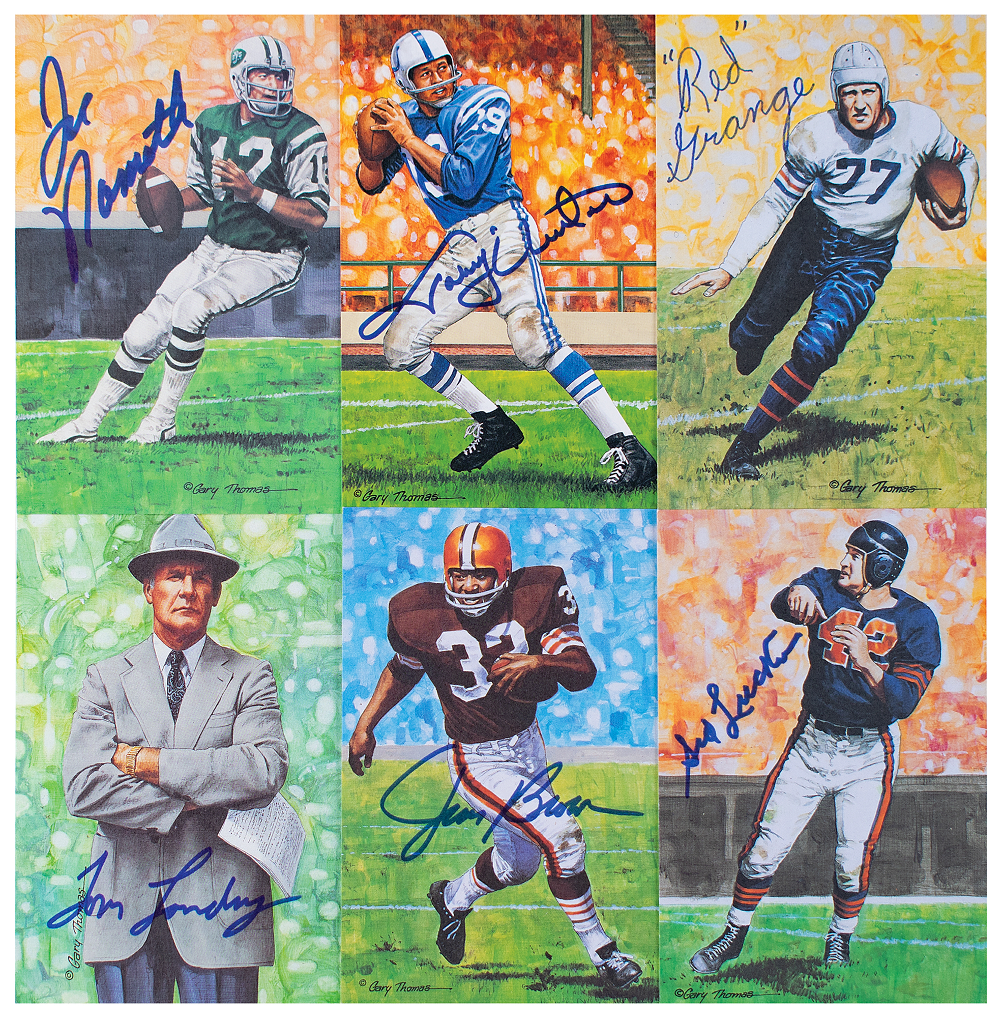 Lot #945 Football Hall of Fame Lot of (114) Signed Goal Line Art Cards