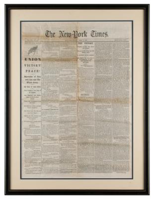 Lot #367 Civil War: New York Times from April 10, 1865, Proclaiming the End of the War - Image 2